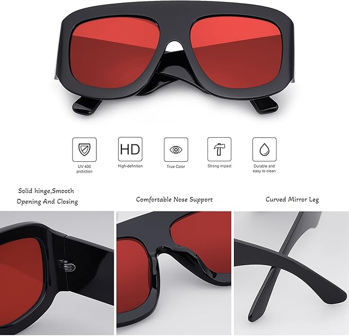 SR-RED01 | Oversized Red Lens Shades