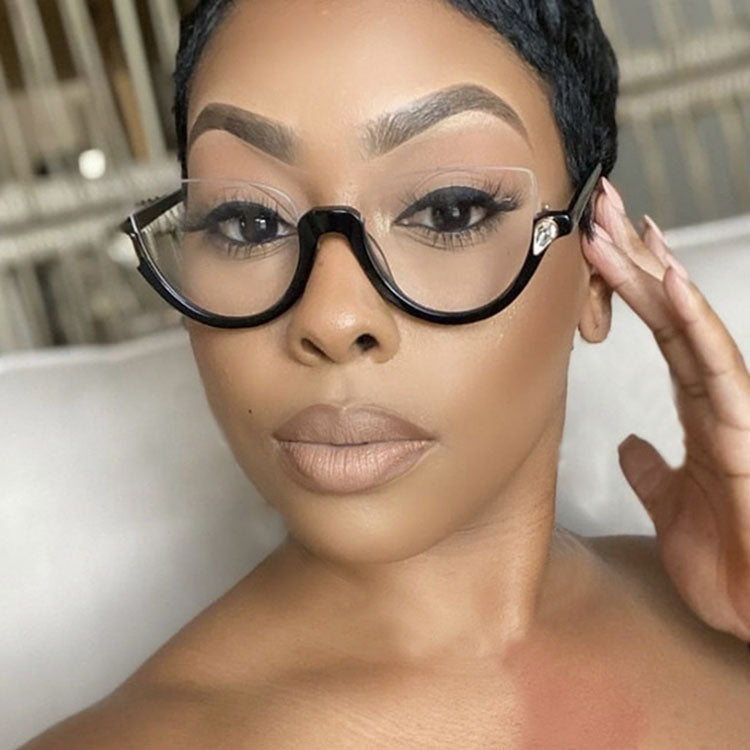 SR-CRYSTAL01 | Diamond Cut Half-Rim Clear Specs