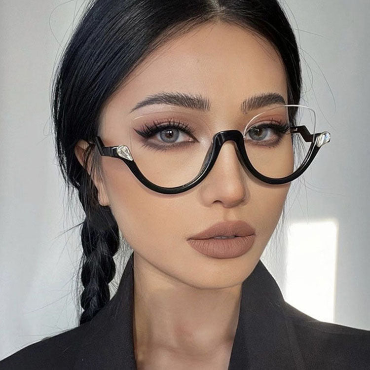 SR-CRYSTAL01 | Diamond Cut Half-Rim Clear Specs